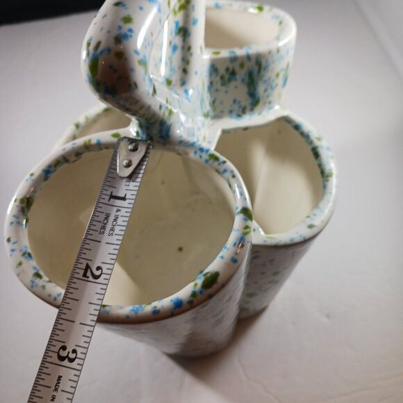 MCM 1975 Blue Green Splatterware Bud Vase / Utensil - Picture 8 of 12